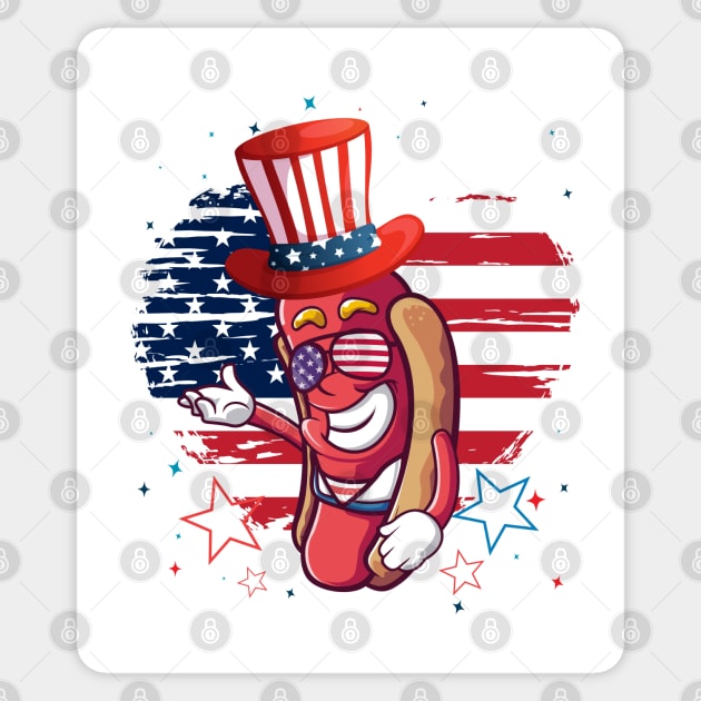 Funny 4th Of July 2021 Fourth Of July For Men's And Women's For 4th Of July Celebration Birthday Gift for hot dog's Sticker by dianoo